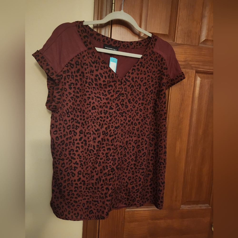 Fortune + Ivy Helina Blouse in Burgundy, size XL. NWT.